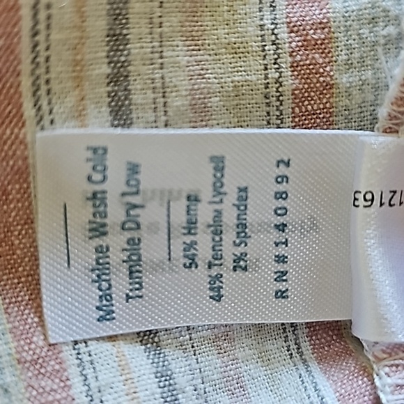 marine layer hemp tencel shirt in warm multi stripe - Picture 6 of 6